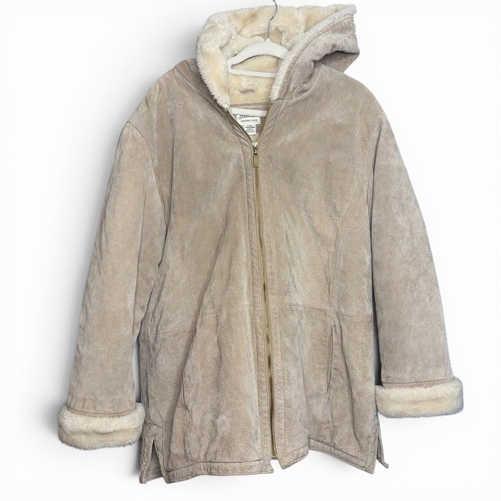 Y2k St John's Bay Suede Sherpa Teddy Jacket Size XL Outdoor Boho Winter Coat